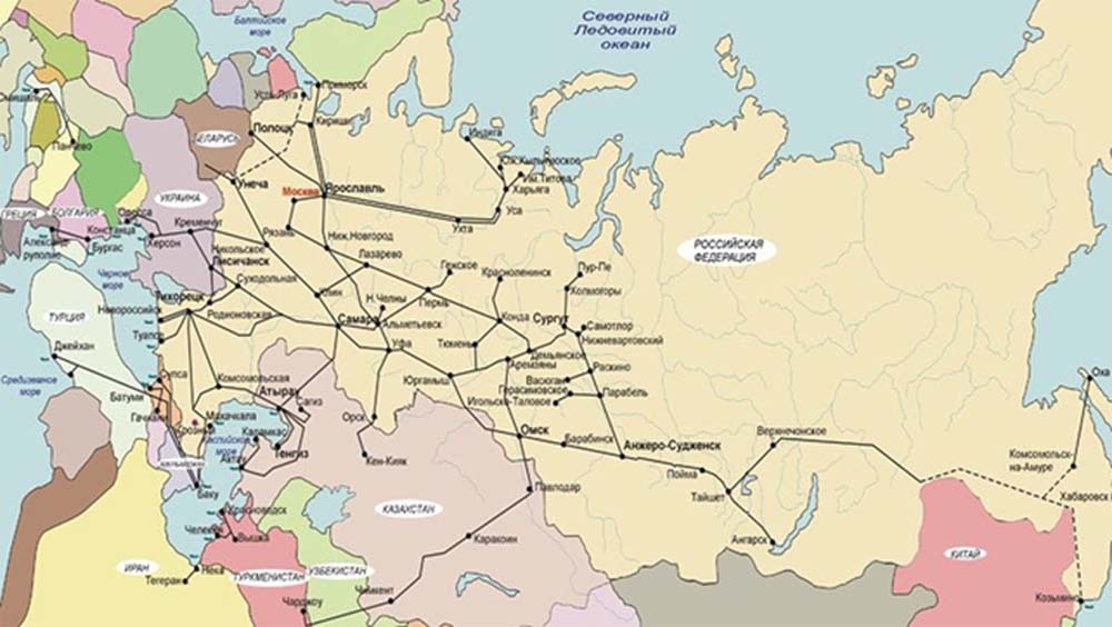 Карта россии с газопроводами